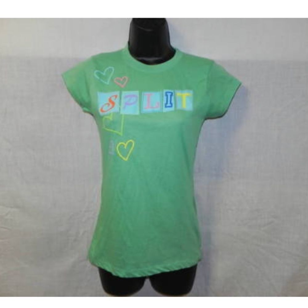 Split T-shirt Green XS Womens Tee NWOT